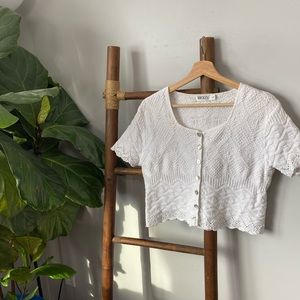 Vintage crochet cropped button up Cardigan
